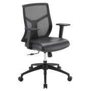 OfficeSource Starlight Mid Back Luxe Task Chair with Black Frame and Seat Slider - Black PU Leather