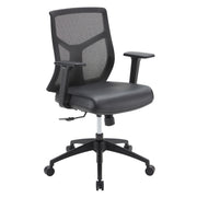 OfficeSource Starlight Mid Back Basic Task Chair with Black Frame - Black Leather