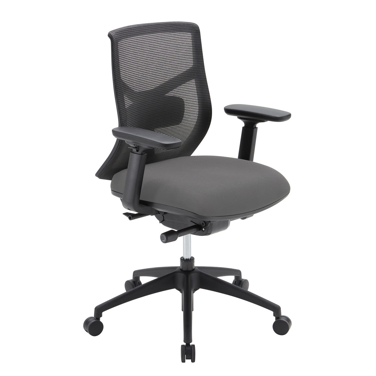OfficeSource Starlight Mid Back Luxe Task Chair with Black Frame and Seat Slider - Light Gray Fabric