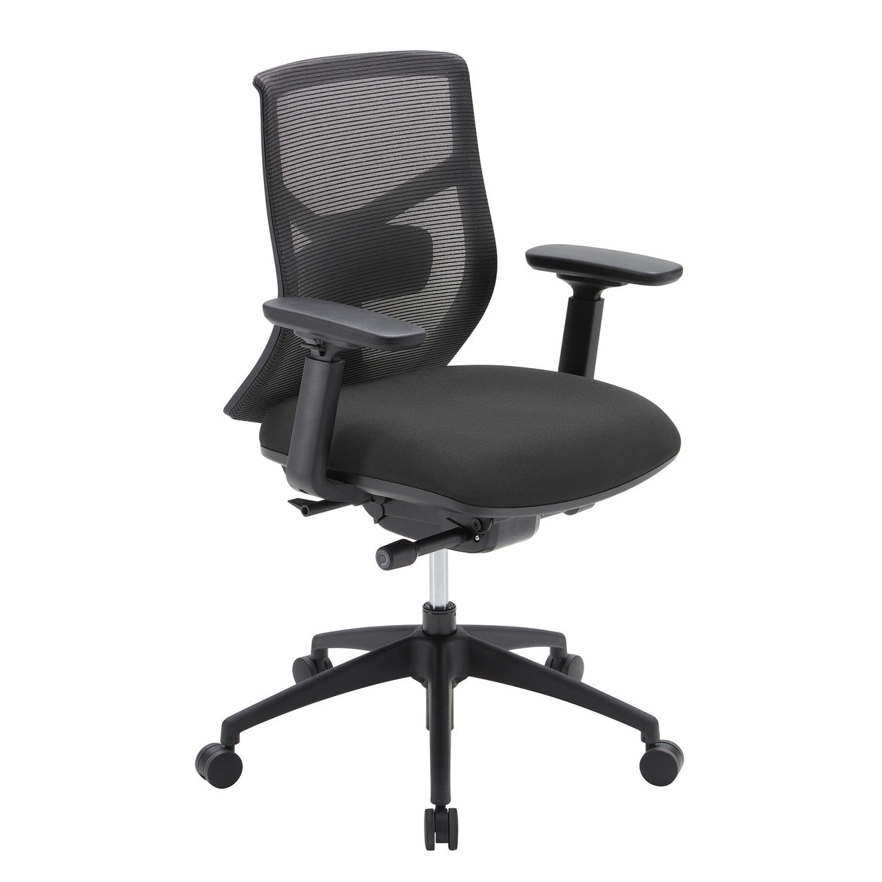OfficeSource Starlight Mid Back Luxe Task Chair with Black Frame and Seat Slider - Charcoal Fabric