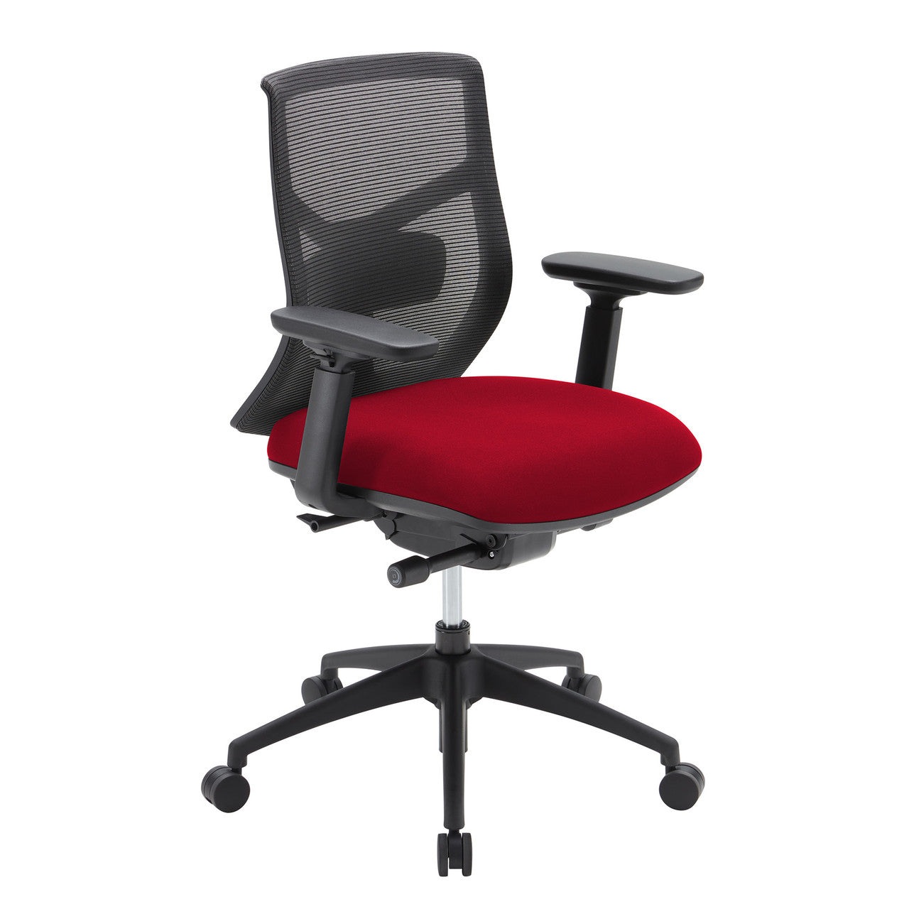 OfficeSource Starlight Mid Back Luxe Task Chair with Black Frame and Seat Slider - Red Fabric