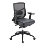 OfficeSource Starlight Mid Back Luxe Task Chair with Black Frame and Seat Slider - Black Leather