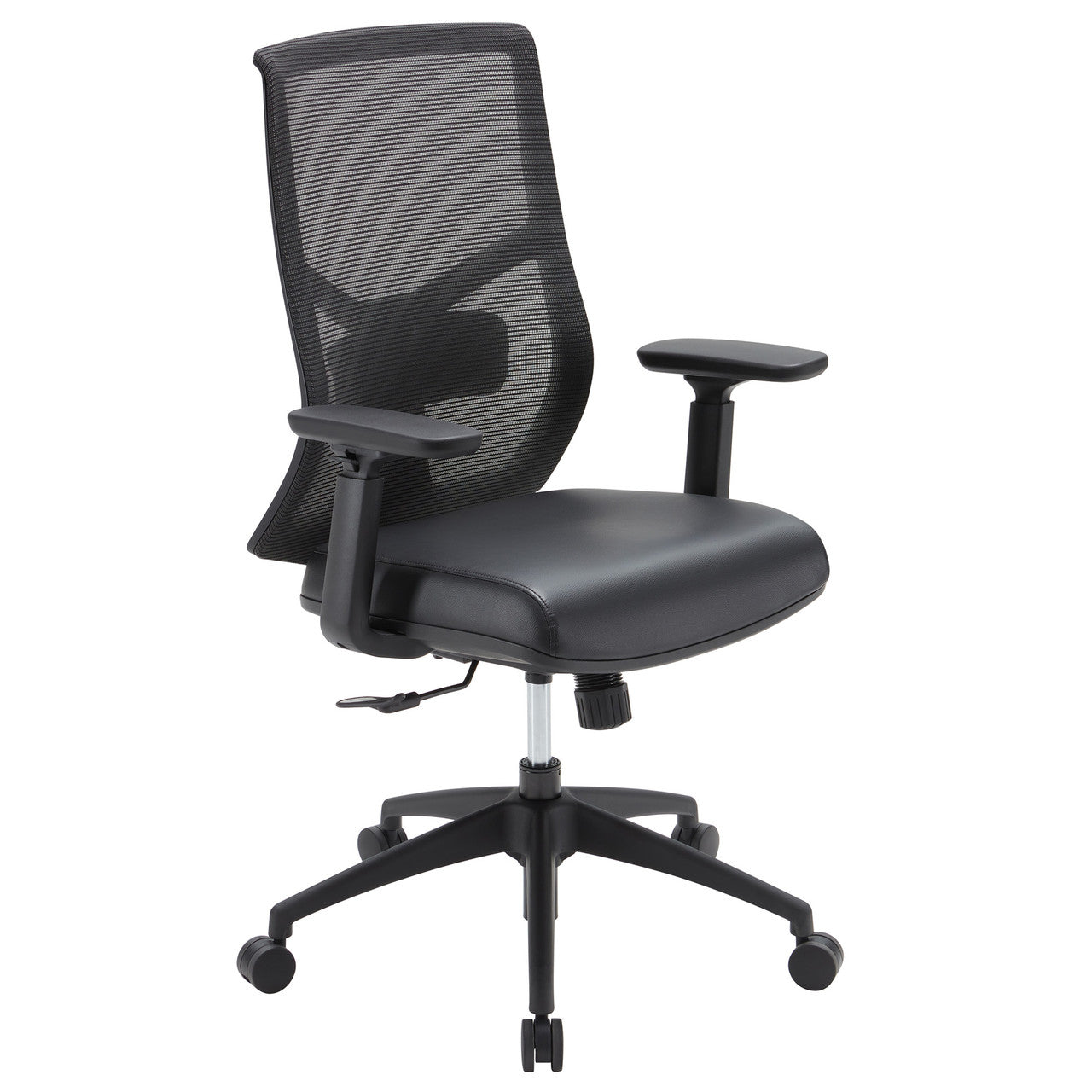 OfficeSource Starlight High Back Basic Task Chair with Black Frame - Black Leather