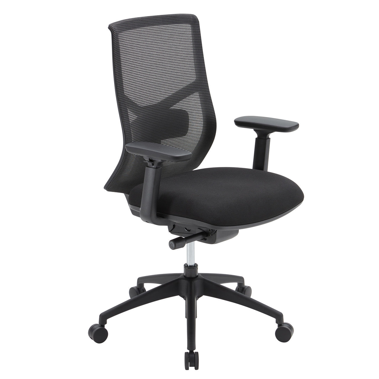 OfficeSource Starlight High Back Max Task Chair with Black Frame and Seat Slider - Black Fabric