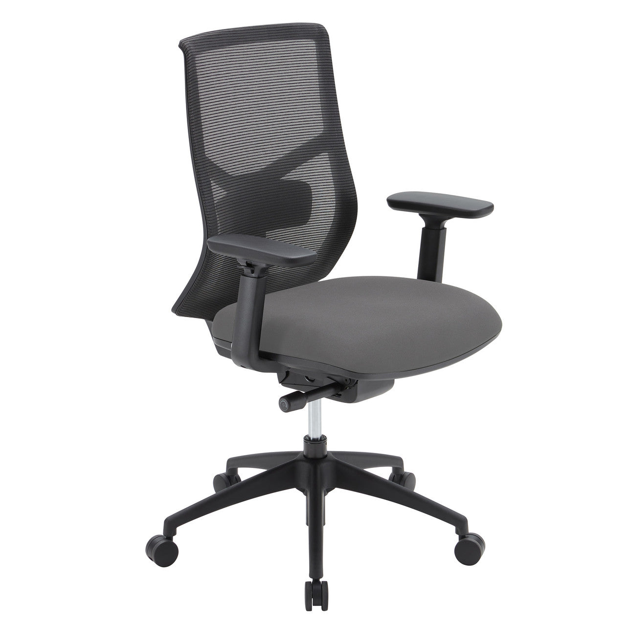 OfficeSource Starlight High Back Max Task Chair with Black Frame and Seat Slider - Light Gray Fabric