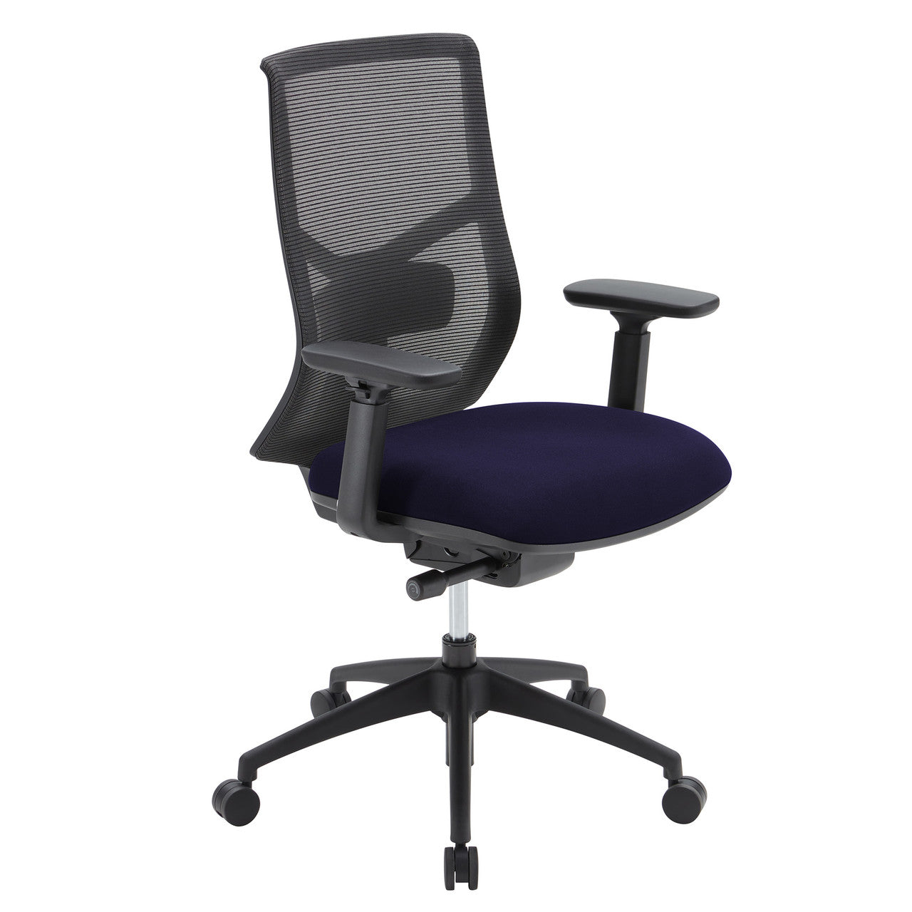OfficeSource Starlight High Back Max Task Chair with Black Frame and Seat Slider - Navy Blue Fabric