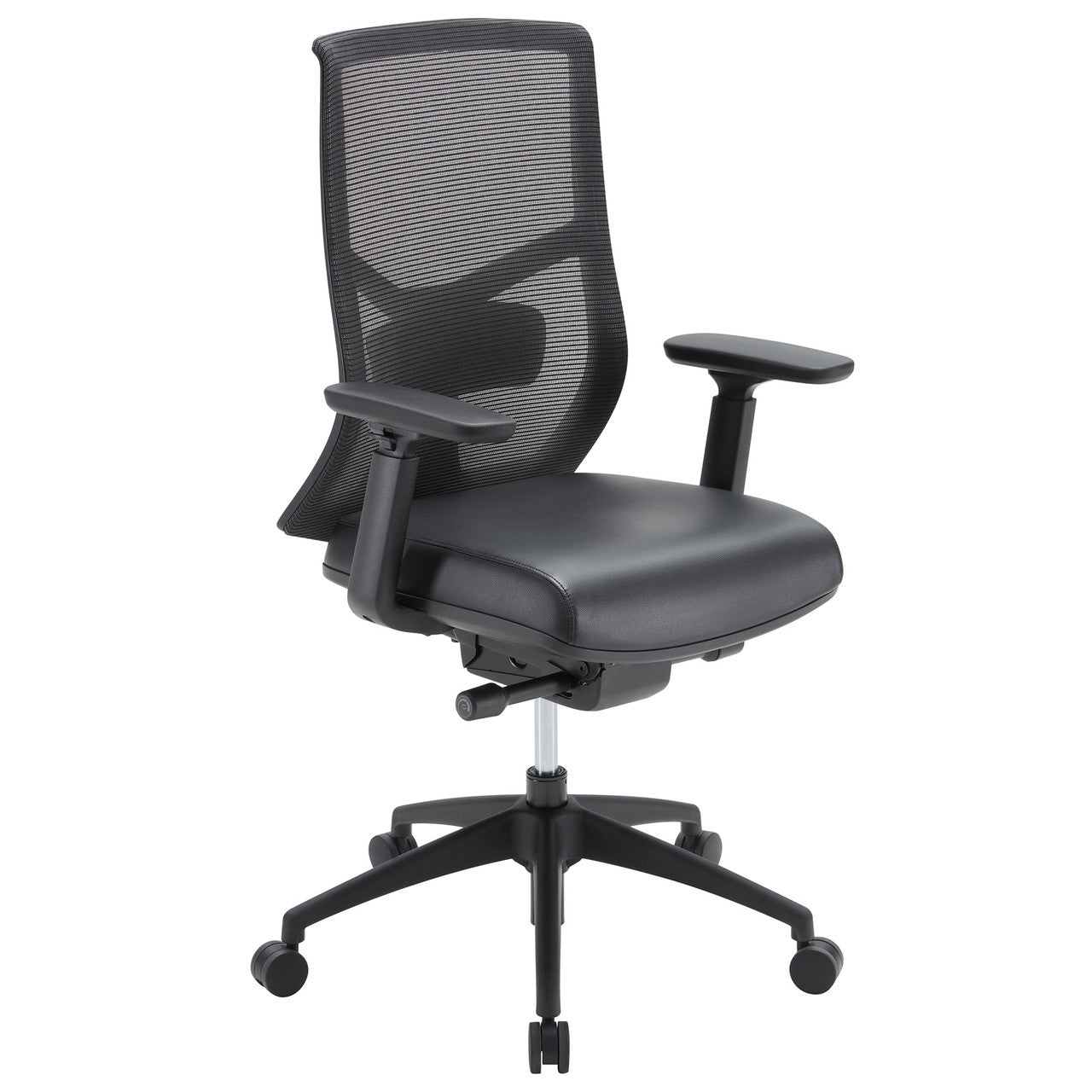 OfficeSource Starlight High Back Max Task Chair with Black Frame and Seat Slider - Black PU Leather
