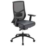 OfficeSource Starlight High Back Max Task Chair with Black Frame and Seat Slider - Black Leather