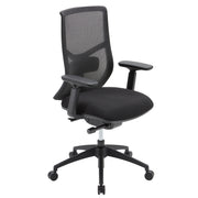 OfficeSource Starlight High Back Luxe Task Chair with Black Frame and Seat Slider - Black Fabric