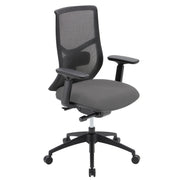OfficeSource Starlight High Back Luxe Task Chair with Black Frame and Seat Slider - Light Gray Fabric