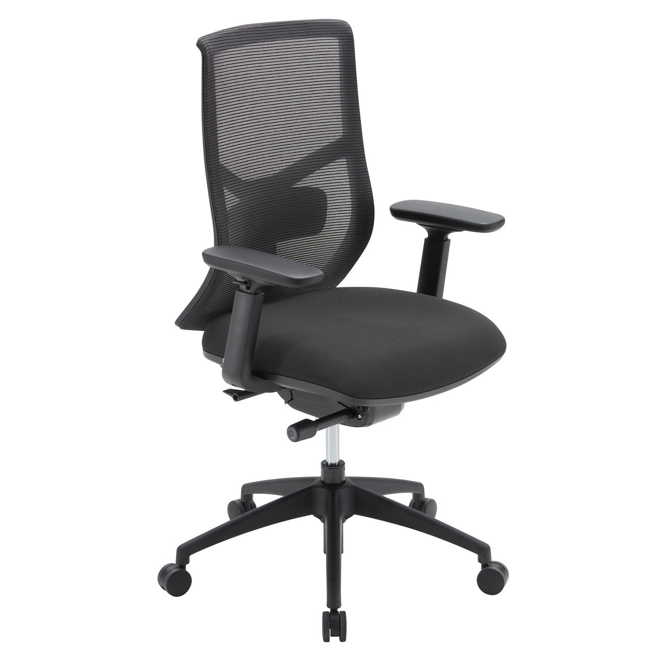 OfficeSource Starlight High Back Luxe Task Chair with Black Frame and Seat Slider - Charcoal Fabric