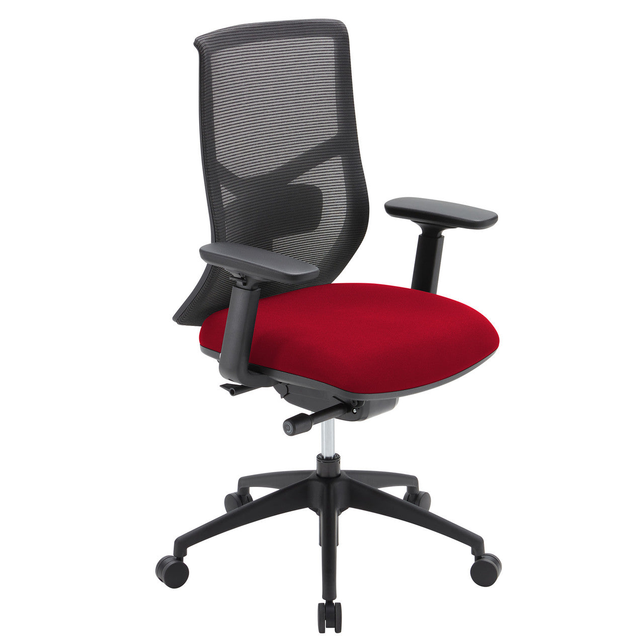 OfficeSource Starlight High Back Luxe Task Chair with Black Frame and Seat Slider - Red Fabric