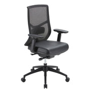 OfficeSource Starlight High Back Luxe Task Chair with Black Frame and Seat Slider - Black Leather