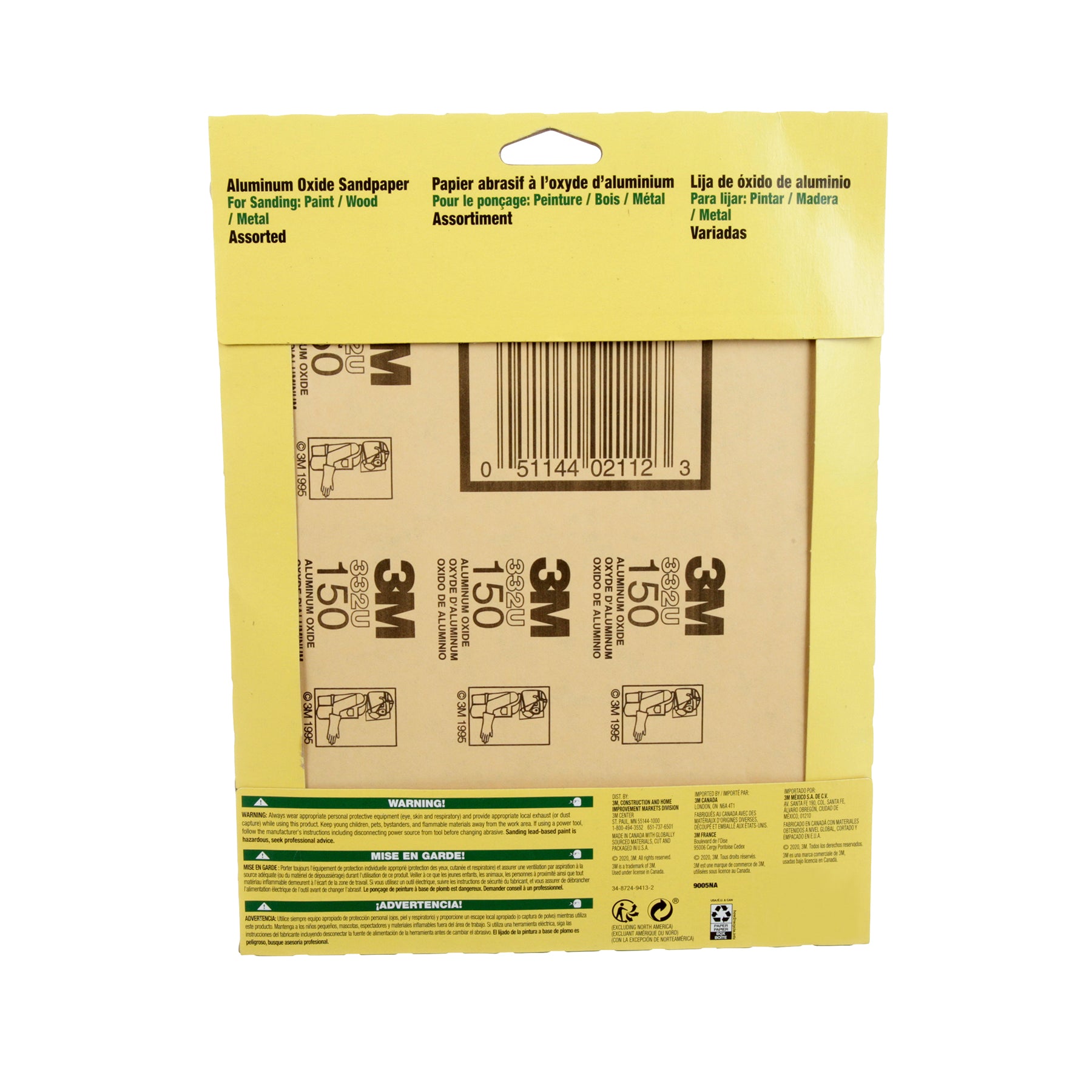 General Purpose Sanding Sheets, 100, 150, 200 Grit Assortment, 9" x 11", 5 Sheets