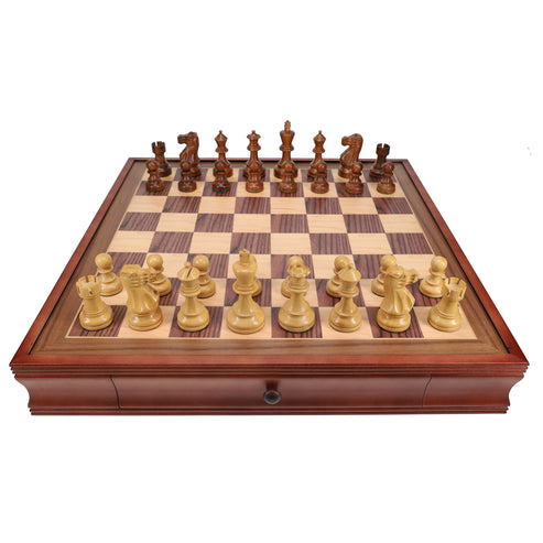 Weighted English Chess Set, 19 in. Board with Storage, 3.5 in King