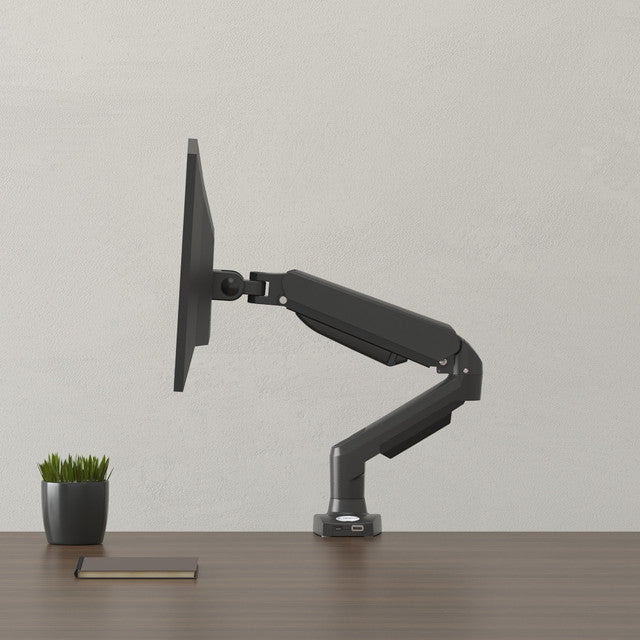 OfficeSource  Single Arm Monitor Arm with 1 USB-A, 1 USB-C - Charcoal