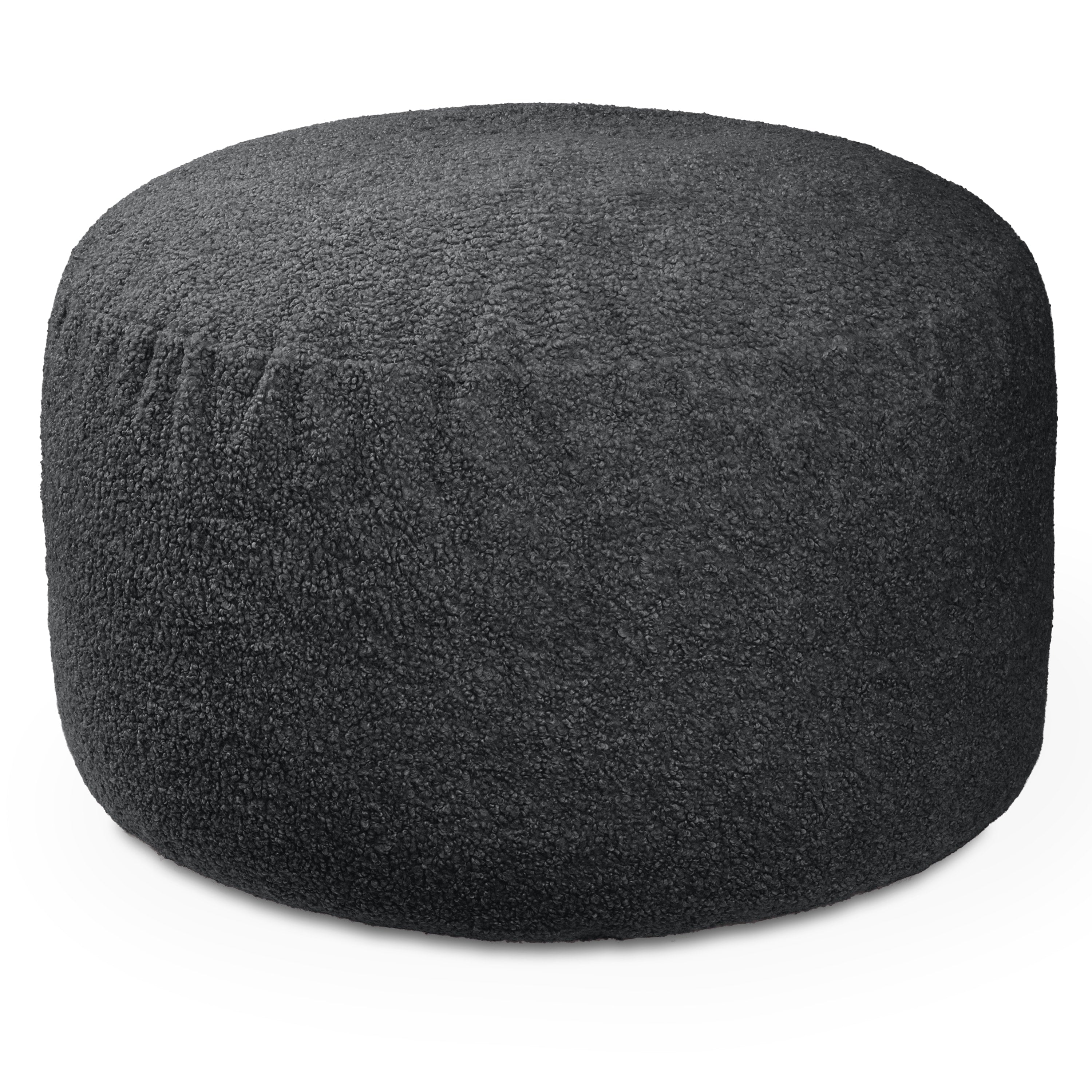 Jaxx Saxx Shearling Faux-Lamb 4 Ft Large Round Bean Bag for Modern Interior Design (Black)