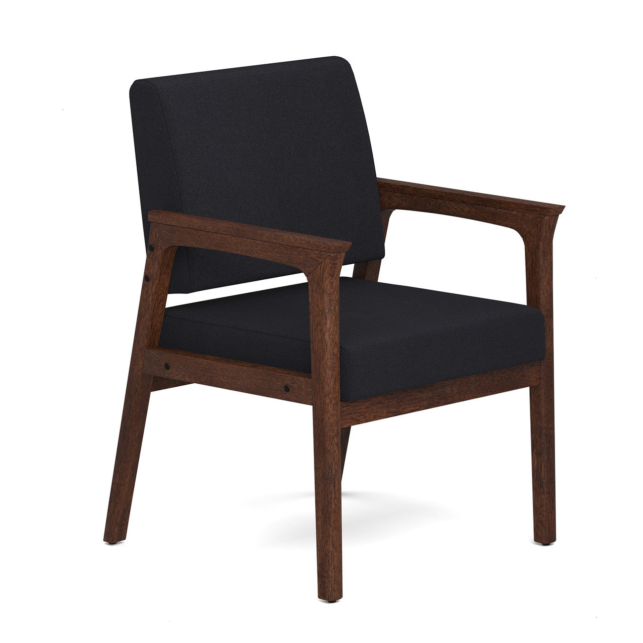 OfficeSource Aiden Single Seat with Full Arm - Mocha Frame - Black Fabric