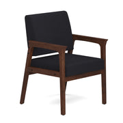 OfficeSource Aiden Single Seat with Full Arm - Mocha Frame - Black Fabric