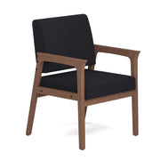 OfficeSource Aiden Single Seat with Full Arm - Modern Walnut Frame - Black Fabric