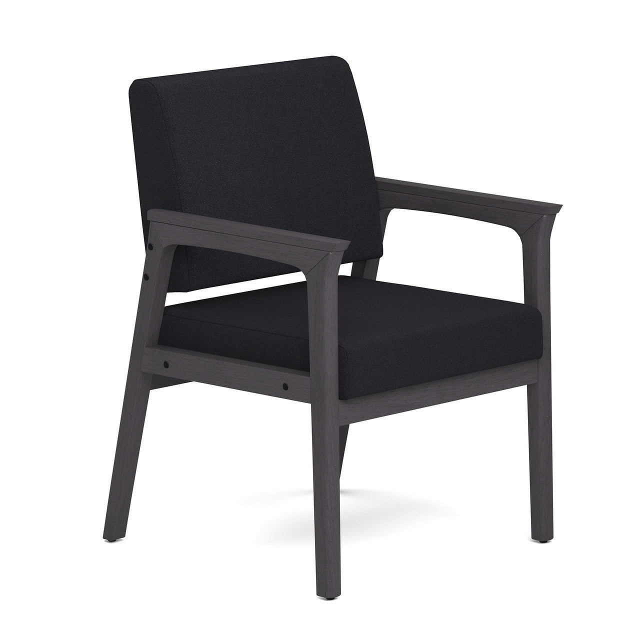 OfficeSource Aiden Single Seat with Full Arm - Coastal Gray Frame - Black Fabric