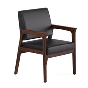 OfficeSource Aiden Single Seat with Full Arm - Mocha Frame - Black PU Leather