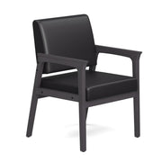 OfficeSource Aiden Single Seat with Full Arm - Coastal Gray Frame - Black PU Leather