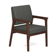 OfficeSource Aiden Single Seat with Full Arm - Mocha Frame - Smoke PU Leather