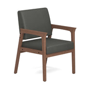OfficeSource Aiden Single Seat with Full Arm - Modern Walnut Frame - Smoke PU Leather