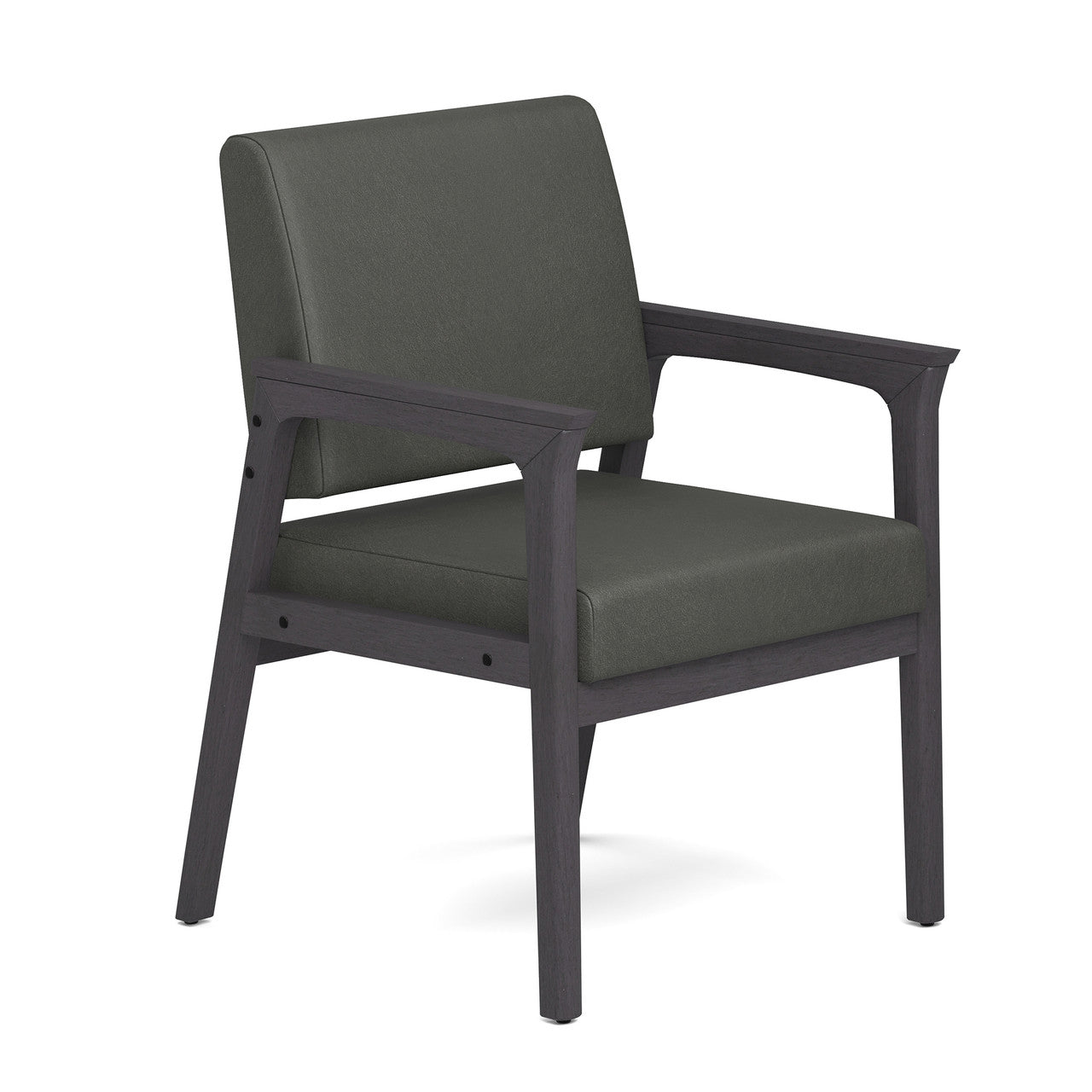 OfficeSource Aiden Single Seat with Full Arm - Coastal Gray Frame - Smoke PU Leather