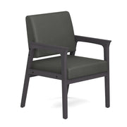 OfficeSource Aiden Single Seat with Full Arm - Coastal Gray Frame - Smoke PU Leather