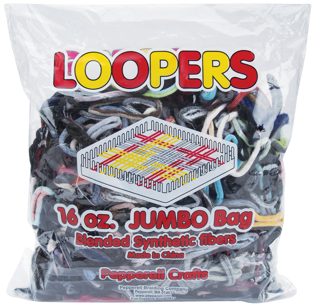 Pepperell Loopers for Crafts  16 Oz Jumbo Bag for Ages 5-7
