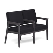 OfficeSource Aiden 2-Seater with Full Arm - Coastal Gray Frame - Black Fabric