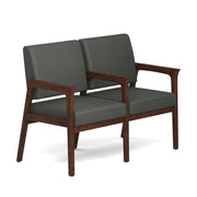 OfficeSource Aiden 2-Seater with Full Arm - Mocha Frame - Smoke PU Leather