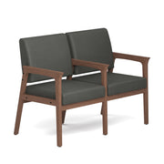 OfficeSource Aiden 2-Seater with Full Arm - Modern Walnut Frame - Smoke PU Leather