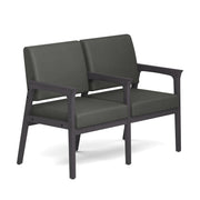OfficeSource Aiden 2-Seater with Full Arm - Coastal Gray Frame - Smoke PU Leather