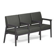 OfficeSource Aiden 3-Seater with Full Arm - Coastal Gray Frame - Smoke PU Leather