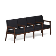 OfficeSource Aiden 4-Seater with Full Arm - Mocha Frame - Black Fabric