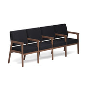 OfficeSource Aiden 4-Seater with Full Arm - Modern Walnut Frame - Black Fabric
