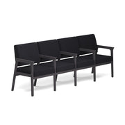 OfficeSource Aiden 4-Seater with Full Arm - Coastal Gray Frame - Black Fabric