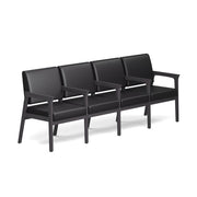 OfficeSource Aiden 4-Seater with Full Arm - Coastal Gray Frame - Black PU Leather