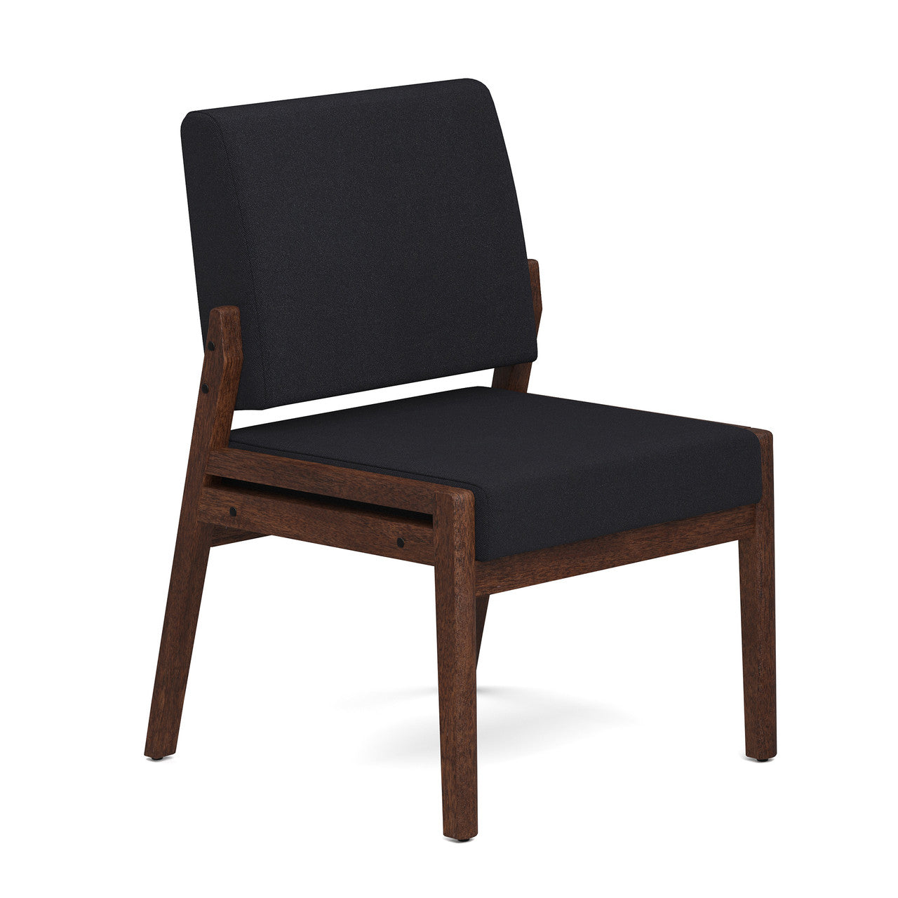 OfficeSource Aiden Single Seat with Half Arm - Mocha Frame - Black Fabric