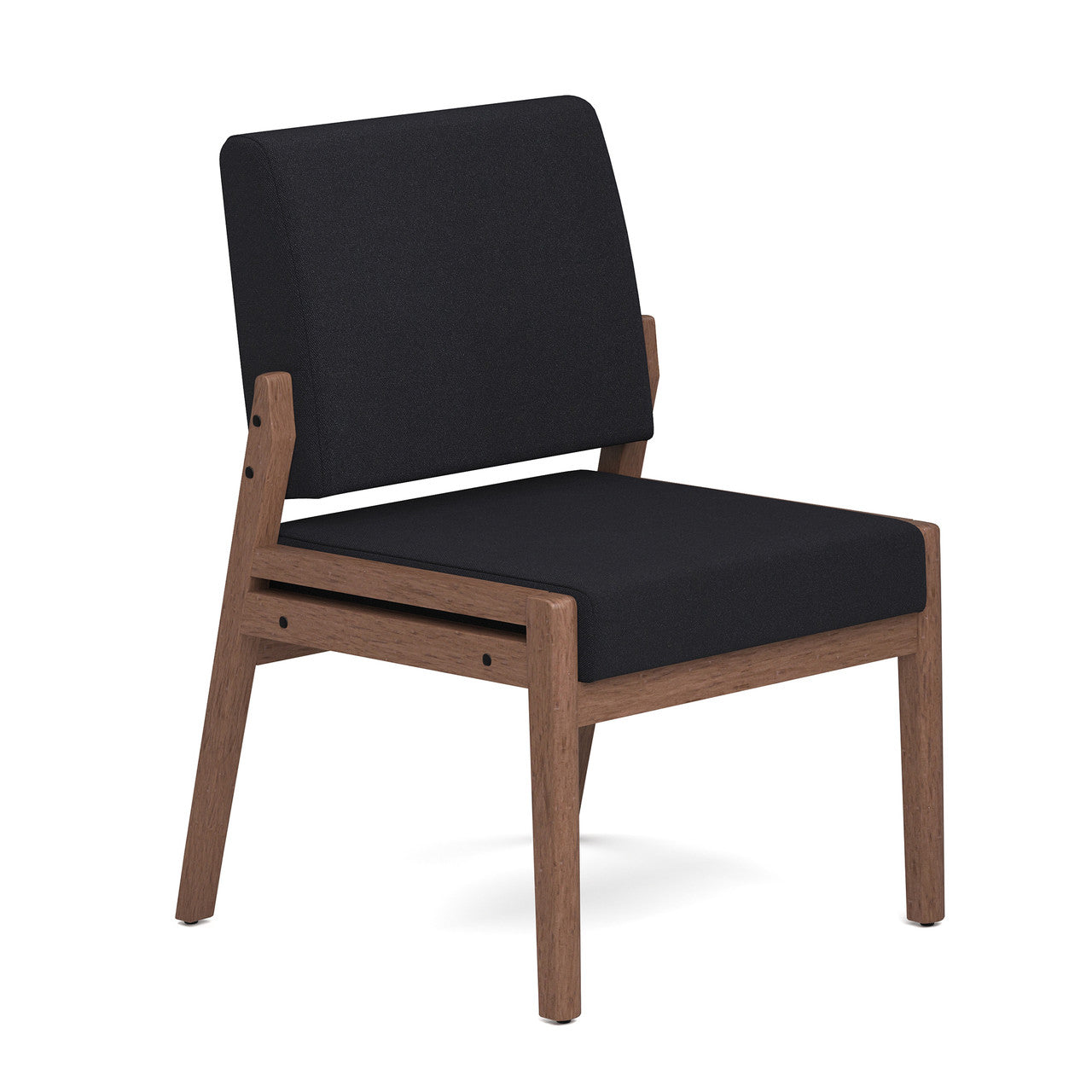 OfficeSource Aiden Single Seat with Half Arm - Modern Walnut Frame - Black Fabric