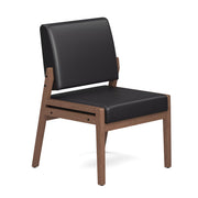 OfficeSource Aiden Single Seat with Half Arm - Modern Walnut Frame - Black PU Leather