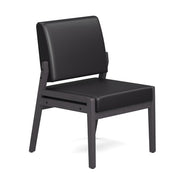 OfficeSource Aiden Single Seat with Half Arm - Coastal Gray Frame - Black PU Leather