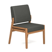 OfficeSource Aiden Single Seat with Half Arm - Natural Frame - Smoke PU Leather