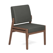 OfficeSource Aiden Single Seat with Half Arm - Modern Walnut Frame - Smoke PU Leather