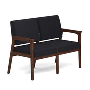 OfficeSource Aiden 2-Seater with Half Arm - Mocha Frame - Black Fabric
