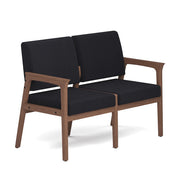OfficeSource Aiden 2-Seater with Half Arm - Modern Walnut Frame - Black Fabric