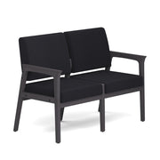 OfficeSource Aiden 2-Seater with Half Arm - Coastal Gray Frame - Black Fabric
